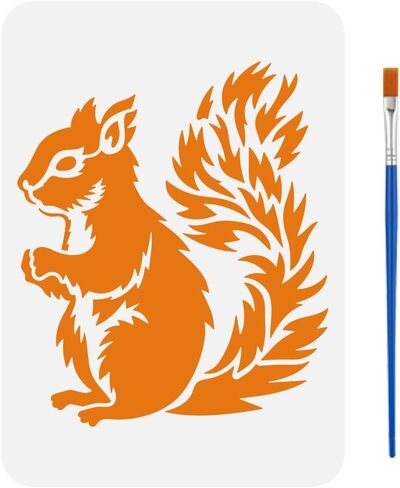 FINGERINSPIRE Realistic Squirrel Stencil with Brush 8.3x11.7inch Squirrel Pattern Template Animal Squirrel Stencil Animal Theme Template Realistic Style Stencil for Painting on Wood Fabric Clothes in Saudi Arabia
