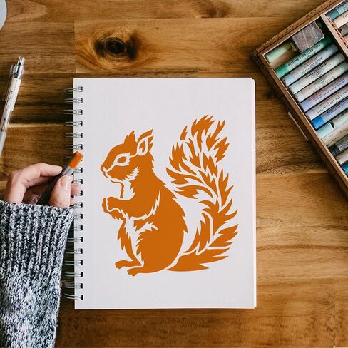 FINGERINSPIRE Realistic Squirrel Stencil with Brush 8.3x11.7inch Squirrel Pattern Template Animal Squirrel Stencil Animal Theme Template Realistic Style Stencil for Painting on Wood Fabric Clothes in Saudi Arabia