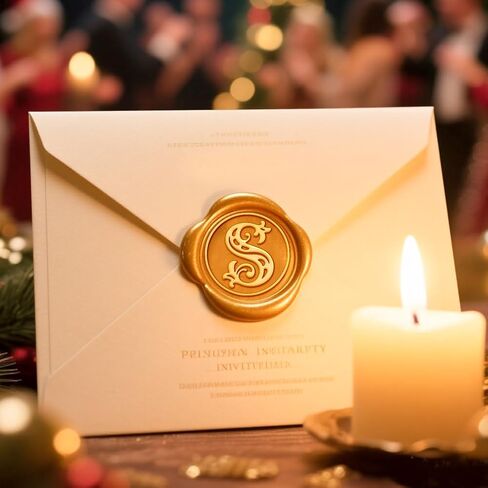 Mayjoydiy Bells Bells Wax Seal Stamp 25mm/0.98inch أقواس العطلات ختم ختم قابلة للإزالة مع رأس نحاسي خشبي رائع لأظرف XMAS in Kuwait