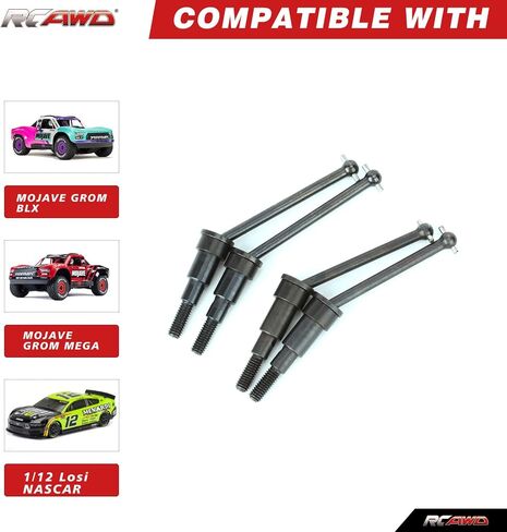 RCAWD 20Cr Steel CVD Drive Shaft Front Rear CVD Driveshaft Wheel Hex Wheel Nut and Diff Output for Arrma Mojave Grom Mega 380 Losi 1/12 NASCAR AWD RC Racecar Upgrade Parts in Saudi Arabia