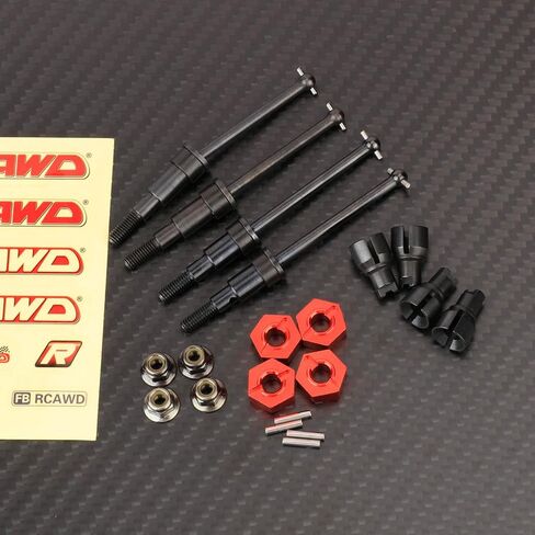 RCAWD 20Cr Steel CVD Drive Shaft Front Rear CVD Driveshaft Wheel Hex Wheel Nut and Diff Output for Arrma Mojave Grom Mega 380 Losi 1/12 NASCAR AWD RC Racecar Upgrade Parts in Saudi Arabia