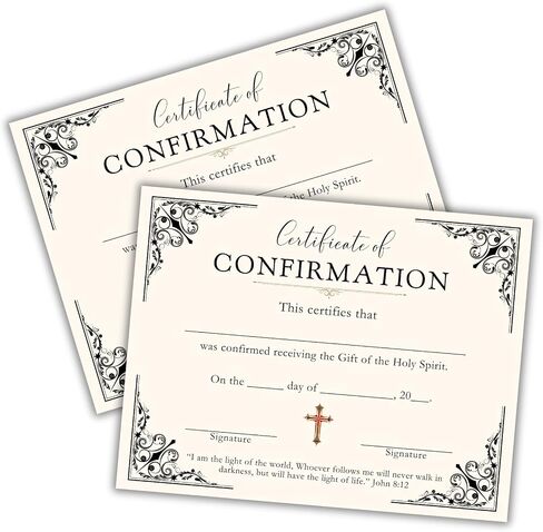 Certificate of Confirmation 30pk 8.5x11" Cream Red Lutheran Anglican Methodist to Frame Holy Spirit Membership Church Faith Roman Rite to Frame Celebration Sacrament in Saudi Arabia