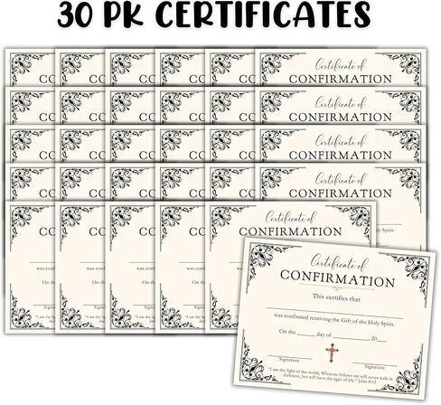 Certificate of Confirmation 30pk 8.5x11" Cream Red Lutheran Anglican Methodist to Frame Holy Spirit Membership Church Faith Roman Rite to Frame Celebration Sacrament in Saudi Arabia