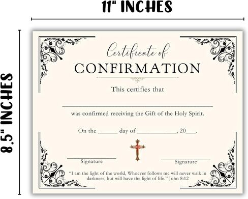 Certificate of Confirmation 30pk 8.5x11" Cream Red Lutheran Anglican Methodist to Frame Holy Spirit Membership Church Faith Roman Rite to Frame Celebration Sacrament in Saudi Arabia
