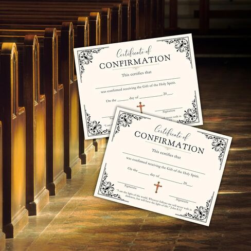 Certificate of Confirmation 30pk 8.5x11" Cream Red Lutheran Anglican Methodist to Frame Holy Spirit Membership Church Faith Roman Rite to Frame Celebration Sacrament in Saudi Arabia