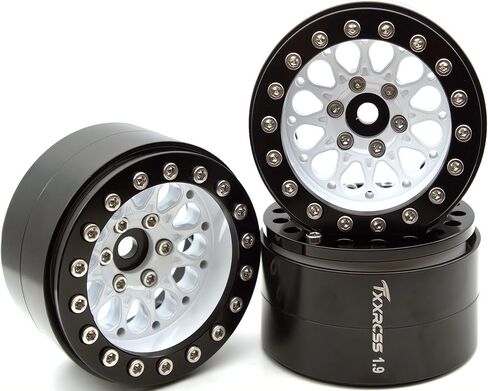 1.9 Beadlock Wheels Rims -156g Super Huffy Deep Deats عرض 32 مم لـ RC 1/10 Crawler TRX4 SCX10 GEN8 ترقيات SCX10 الإكسسوارات الترقية (White & Black) in Kuwait