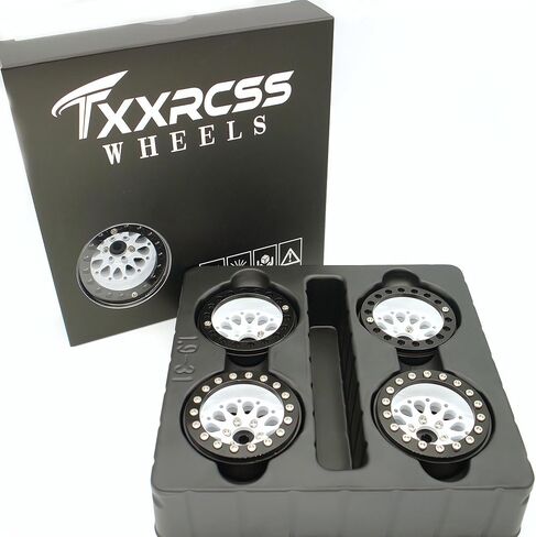 1.9 Beadlock Wheels Rims -156g Super Huffy Deep Deats عرض 32 مم لـ RC 1/10 Crawler TRX4 SCX10 GEN8 ترقيات SCX10 الإكسسوارات الترقية (White & Black) in Kuwait