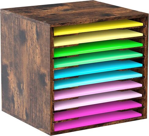 24 فتحات من منظم تخزين ورق القصاصات ، صناديق تخزين الحرف الخشبية مع أرفف قابلة للتعديل ، منظم رف ورق مكدح قابلة للتكديس لغرفة الفن ، الفصل ، المكتب ، المنزل (الأسود) in Kuwait