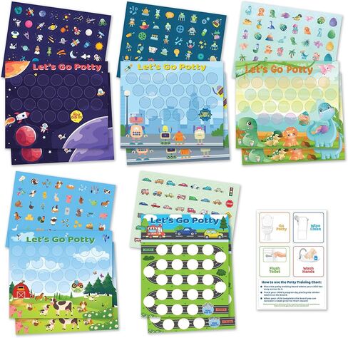 Bright Seed 16 PCS Potty Training Chart, Potty Training Chart for Toddler Girls, Sticker Chart for Kids, Potty Training Sticker Chart for Toddlers, 10 Sheets 12x10 Inches Paper Chart, 240 Stickers in Saudi Arabia