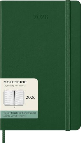 Moleskine Classic 12 Months 2026 Weekly Planner ، غطاء صلب ، كبير (5 "× 8.25") ، Myrtle Green ، 144 صفحة in Kuwait