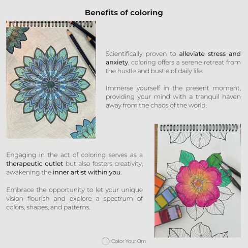 Floral Harmony - Mandala Coloring Book for Adults: 50 Unique Flowers to Color with Vivid and Relaxing Designs Spiral-Bound in Saudi Arabia