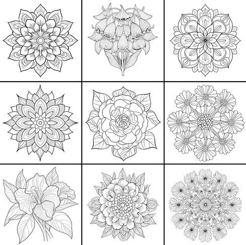 Floral Harmony - Mandala Coloring Book for Adults: 50 Unique Flowers to Color with Vivid and Relaxing Designs Spiral-Bound in Saudi Arabia