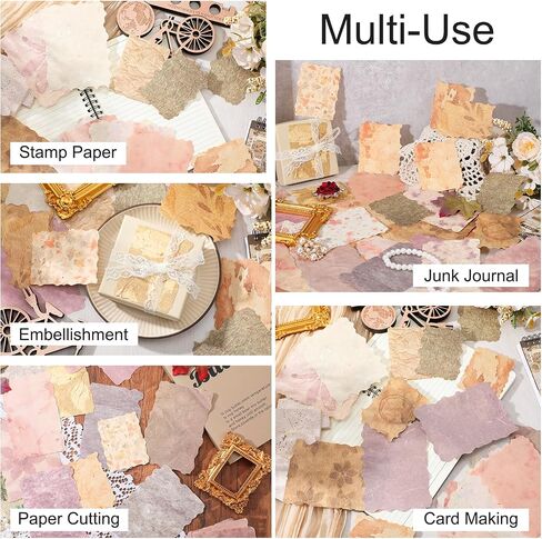 84 Pcs Scrapbook Paper, Textured Paper Assorted Set, Vintage Scrapbook Papers Mix for Scrapbooking Junk Journal Journaling Supplies DIY Materials Collage in Saudi Arabia