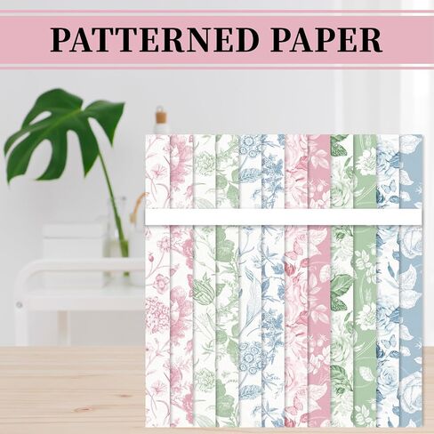 Whaline 60 Sheets Ploral Pattern Paper Pink Green Blue Flower Leaves Scrapbook Paperty Double -Side for DIY Crafts Card Card Decor in Saudi Arabia