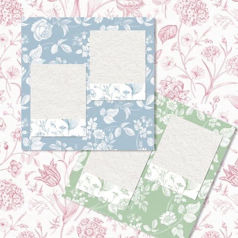 Whaline 60 Sheets Ploral Pattern Paper Pink Green Blue Flower Leaves Scrapbook Paperty Double -Side for DIY Crafts Card Card Decor in Saudi Arabia