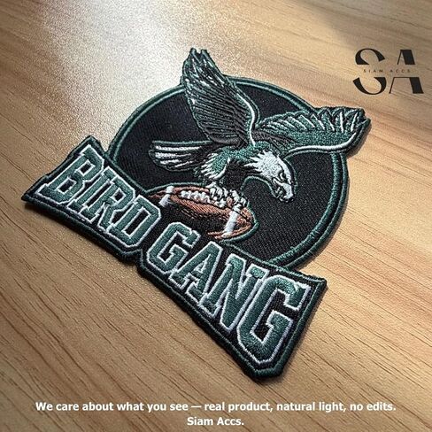 Siam Accs Rugby Fans Philadelphia Bird Gang Patch Embroidery (Black) for American Football Fan Favorite Team Iron On Sew On Embroidered Patch in Saudi Arabia