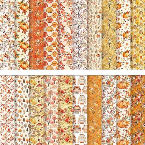 40 Sheets Fall Pattern Paper Vintage Pumpkin Leaves Scrapbook Specialty Paper Double Sided for Autumn Thanksgiving DIY Crafts Card Making Photo Album Decor, 6 x 6 Inch in Saudi Arabia