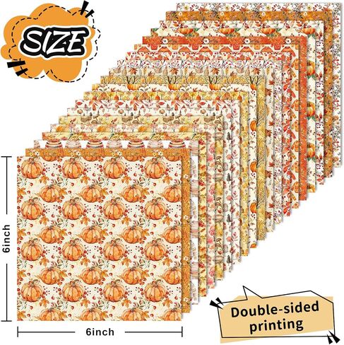 40 Sheets Fall Pattern Paper Vintage Pumpkin Leaves Scrapbook Specialty Paper Double Sided for Autumn Thanksgiving DIY Crafts Card Making Photo Album Decor, 6 x 6 Inch in Saudi Arabia