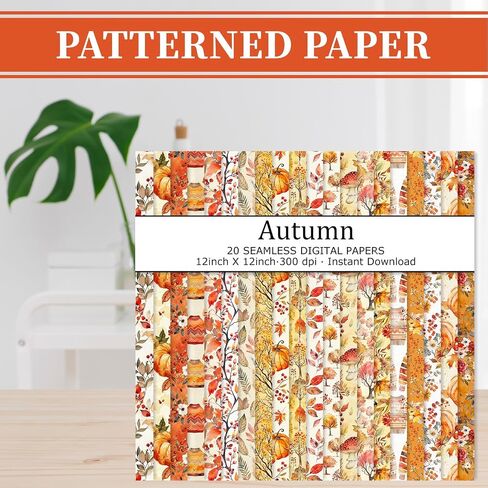 40 Sheets Fall Pattern Paper Vintage Pumpkin Leaves Scrapbook Specialty Paper Double Sided for Autumn Thanksgiving DIY Crafts Card Making Photo Album Decor, 6 x 6 Inch in Saudi Arabia