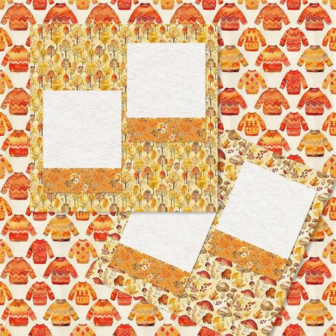 40 Sheets Fall Pattern Paper Vintage Pumpkin Leaves Scrapbook Specialty Paper Double Sided for Autumn Thanksgiving DIY Crafts Card Making Photo Album Decor, 6 x 6 Inch in Saudi Arabia