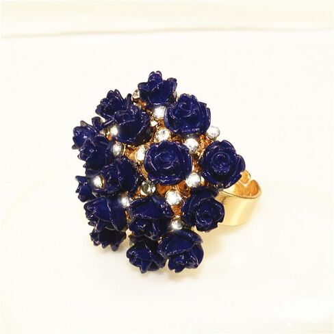 Colorful CZ Rose Flower Wedding Ring for Women Girls Gold Plated Love Promise Engagement Rhinestone Acrylic Flowers Adjustable Open Wrap Rings Comfort Fit Elegant Cocktail Party Valentine Jewelry Gift in Saudi Arabia
