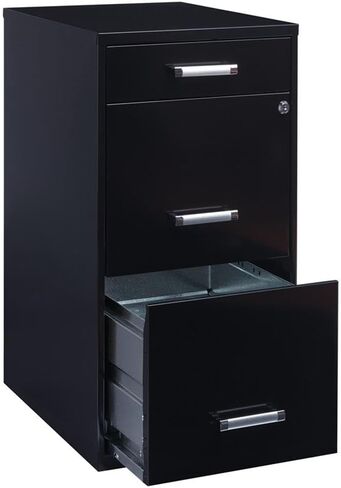 Scranton & Co 27.32" H x 18" D 3-Drawer Modern Metal File Cabinet with Pencil-Drawer, High-Sides, Letter Size, Patented Glide Suspension, for Small Office/Home Office, in Black in Kuwait
