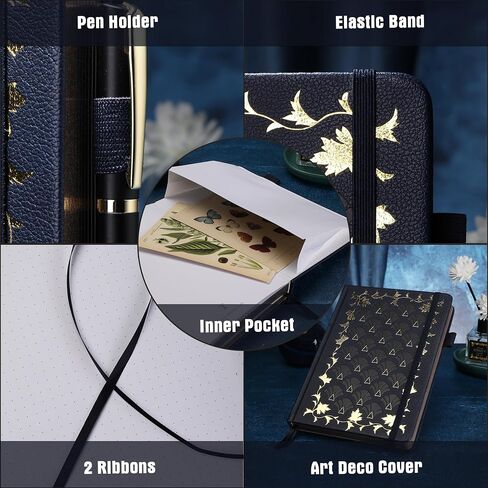 Tiefossi Bullet Dot Journal ، دفتر مجلة Vintage للمجلة للنساء ، 160 GSM 192 Premium Pages ، A5 Hardcover Journal Notebook Gift ، For Travel Office Daily in Saudi Arabia