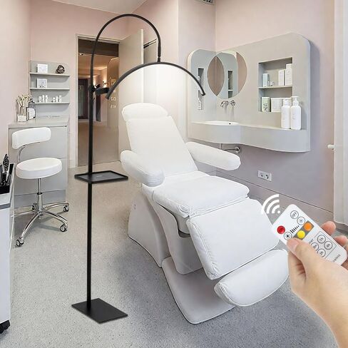 Lash Light for Eyelash Tech,LED Half Moon Floor Lamp for Esthetician, Tattoo Artists,Nail Tech, Skincare Adjustable Brightness and Height Esthetician Light with Phone Holder and Tool Tray in Saudi Arabia
