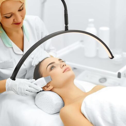 Lash Light for Eyelash Tech,LED Half Moon Floor Lamp for Esthetician, Tattoo Artists,Nail Tech, Skincare Adjustable Brightness and Height Esthetician Light with Phone Holder and Tool Tray in Saudi Arabia