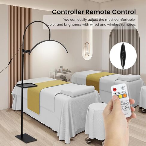 Lash Light for Eyelash Tech,LED Half Moon Floor Lamp for Esthetician, Tattoo Artists,Nail Tech, Skincare Adjustable Brightness and Height Esthetician Light with Phone Holder and Tool Tray in Saudi Arabia