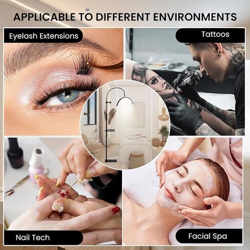 Lash Light for Eyelash Tech,LED Half Moon Floor Lamp for Esthetician, Tattoo Artists,Nail Tech, Skincare Adjustable Brightness and Height Esthetician Light with Phone Holder and Tool Tray in Saudi Arabia