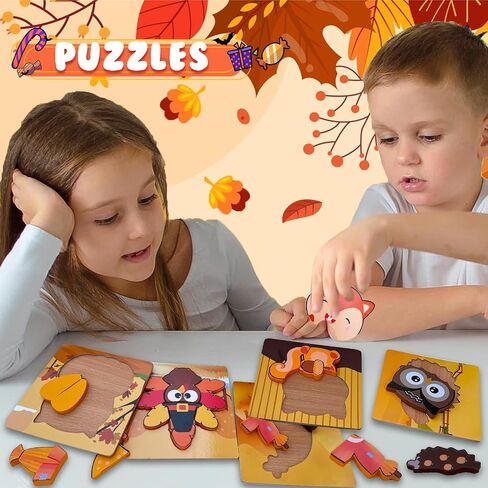 Halloween Puzzle Toys 6 Pack Wooden Puzzles for Toddlers Montessori Toy for 1 2 3 4 Year Old Boys Girls Toddler Gifts Halloween Treat Bags Gifts in Saudi Arabia