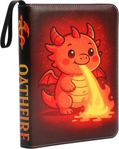Trading Card Binder 9 Pockets 900 Cards - Premium PU Leather Zipper Album with Cute Dragon Design for TCG, MTG, Sports Cards, Gift for Kids & Collectors in Saudi Arabia