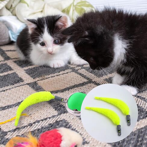 BOXOB 10pcs Cat Ball Replacement Tails, Kitten Wand Toy Worm Refills Interactive Toy Accessories Automatic Moving Rope Supplies in Saudi Arabia