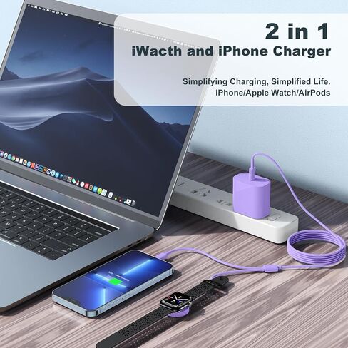 لكابل شاحن ساعة Apple، شاحن iWatch 3 في 1 مطور USB C لأجهزة iPhone وWatch، سلك iWatch اللاسلكي المغناطيسي بطول 6 أقدام شحن سريع لسلسلة Apple Watch Ultra 9 8 7 6 5 4 3 SE وiPhone 14 13 12 in Saudi Arabia