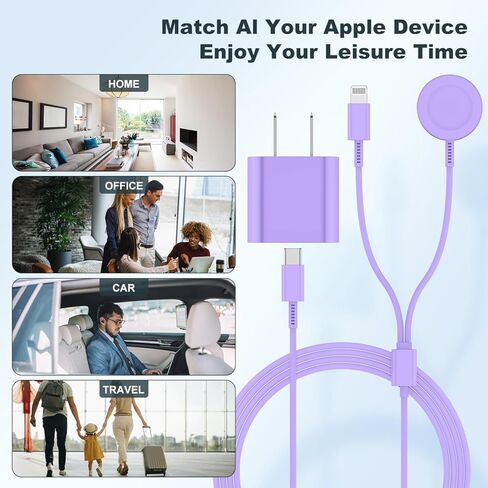 لكابل شاحن ساعة Apple، شاحن iWatch 3 في 1 مطور USB C لأجهزة iPhone وWatch، سلك iWatch اللاسلكي المغناطيسي بطول 6 أقدام شحن سريع لسلسلة Apple Watch Ultra 9 8 7 6 5 4 3 SE وiPhone 14 13 12 in Saudi Arabia