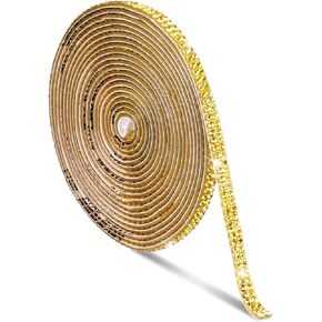 3 Yards Self Adhesive Rhinestone Ribbons Gold Rhinestone Strips Bling Crystal Rhinestone Ribbon Glitter Diamond Roll Stickers for DIY Crafts Fabric Car Shoes Home Decor Special Events in Kuwait