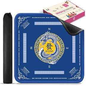 American Mahjong Mat - 32" x 32" Non-Slip Foldable Table Cover — Directional Guide, Durable Stitching — Carrying Case & Gift Box — Blue in Saudi Arabia