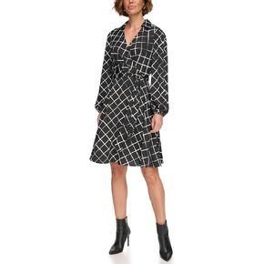 DKNY Women's Long Sleeve Faux Wrap Dress in Kuwait
