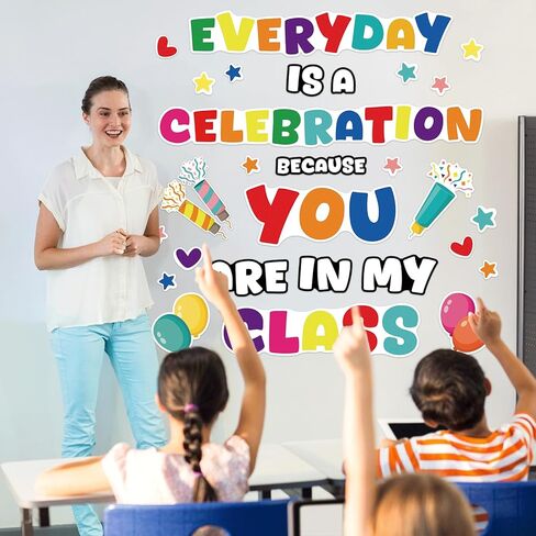 زخرفة Bulletin Board Classhroom مجموعة ترحيب ديكور الباب بانر جدار ديكورات الفصول الدراسية الملونة لمدرسة مرحلة ما قبل المدرسة في مرحلة ما قبل المدرسة (يكون سبب ابتسامة شخص ما اليوم) in Saudi Arabia
