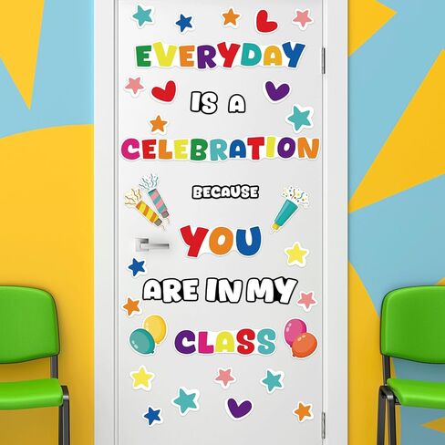 زخرفة Bulletin Board Classhroom مجموعة ترحيب ديكور الباب بانر جدار ديكورات الفصول الدراسية الملونة لمدرسة مرحلة ما قبل المدرسة في مرحلة ما قبل المدرسة (يكون سبب ابتسامة شخص ما اليوم) in Saudi Arabia