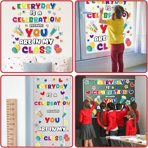 زخرفة Bulletin Board Classhroom مجموعة ترحيب ديكور الباب بانر جدار ديكورات الفصول الدراسية الملونة لمدرسة مرحلة ما قبل المدرسة في مرحلة ما قبل المدرسة (يكون سبب ابتسامة شخص ما اليوم) in Saudi Arabia