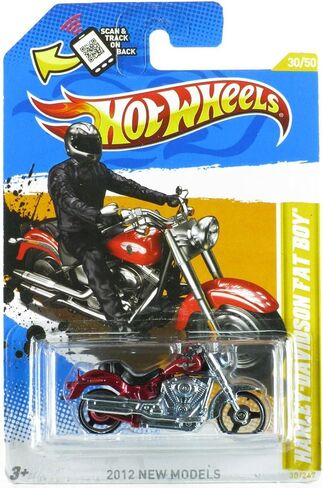 Hot Wheels 2012 New Models Harley Davidson Fat Boy Motorcycle Bike Red in Saudi Arabia