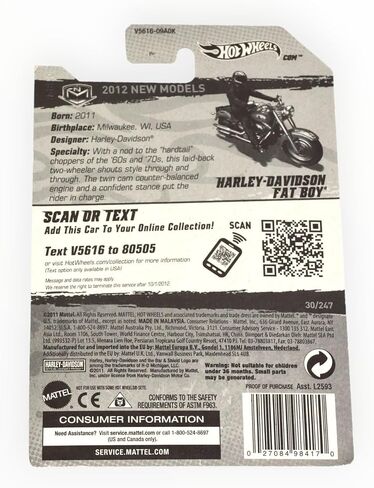 Hot Wheels 2012 New Models Harley Davidson Fat Boy Motorcycle Bike Red in Saudi Arabia