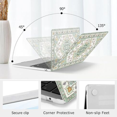 MOSISO Compatible with MacBook Air 13 inch Case 2025 2024 2023 2022 M4 A3240 M3 A3113 M2 A2681, Vintage National Flower Hard Shell & Keyboard Cover & Screen Film for MacBook Air 13.6 inch Case, Pink in Saudi Arabia