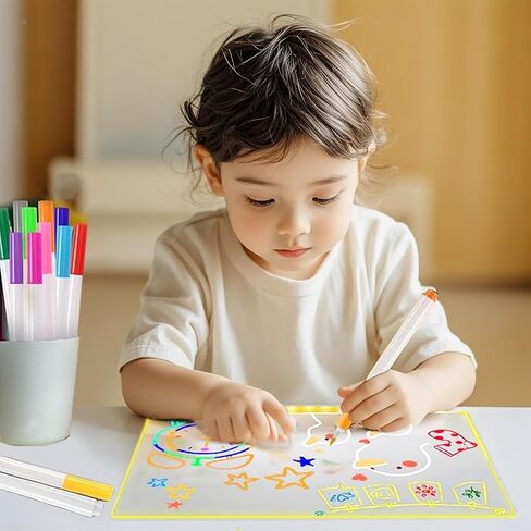 LED Note Board مع ألوان ، لوح محو جاف الأكريليك مع الضوء ، 2025 لوحة الرسم LED متوهجة للأطفال ، لا تقود على متنها مع حامل و 7 علامات ملونة للمنزل Office ، 11.8 "× 7.9" in Kuwait