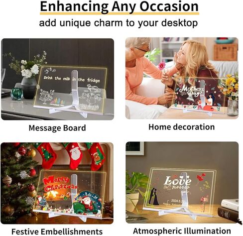 LED Note Board مع ألوان ، لوح محو جاف الأكريليك مع الضوء ، 2025 لوحة الرسم LED متوهجة للأطفال ، لا تقود على متنها مع حامل و 7 علامات ملونة للمنزل Office ، 11.8 "× 7.9" in Kuwait