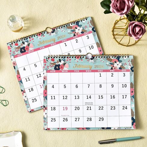 2026 Calendar - 2026 Wall Calendar, 3-Month Wall Calendar Display (Folded in a Month), Jan. 2026 - Dec. 2026, 11" x 26", 3 Month Calendar - Floral in Saudi Arabia