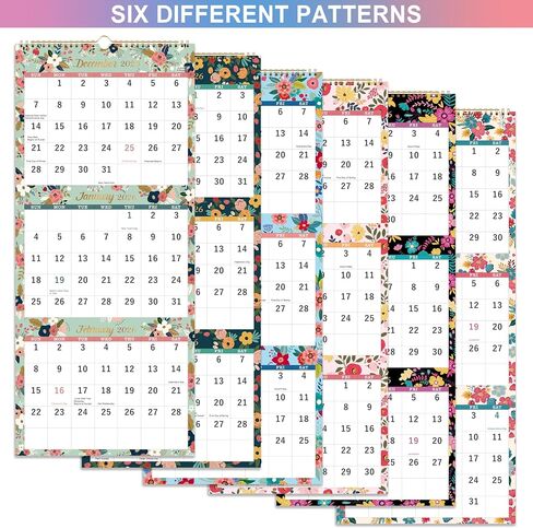 2026 Calendar - 2026 Wall Calendar, 3-Month Wall Calendar Display (Folded in a Month), Jan. 2026 - Dec. 2026, 11" x 26", 3 Month Calendar - Floral in Saudi Arabia