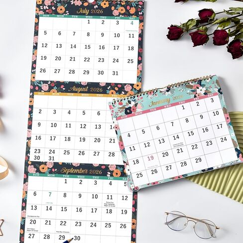2026 Calendar - 2026 Wall Calendar, 3-Month Wall Calendar Display (Folded in a Month), Jan. 2026 - Dec. 2026, 11" x 26", 3 Month Calendar - Floral in Saudi Arabia